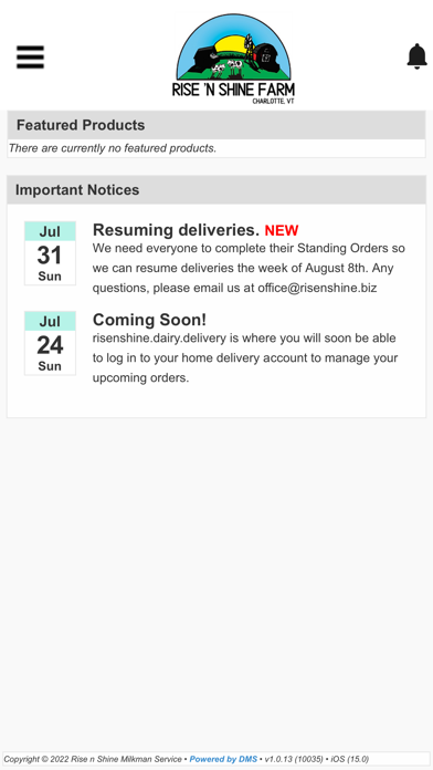 Rise 'n Shine Milkman Service Screenshot