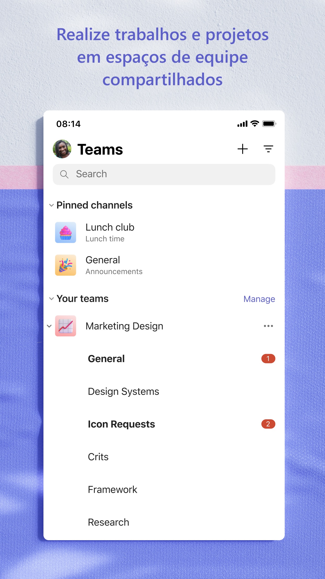 Screenshot do app Microsoft Teams