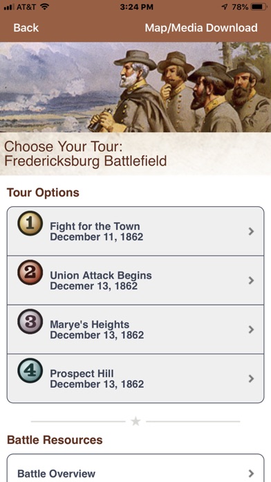 Fredericksburg Battle App Screenshot