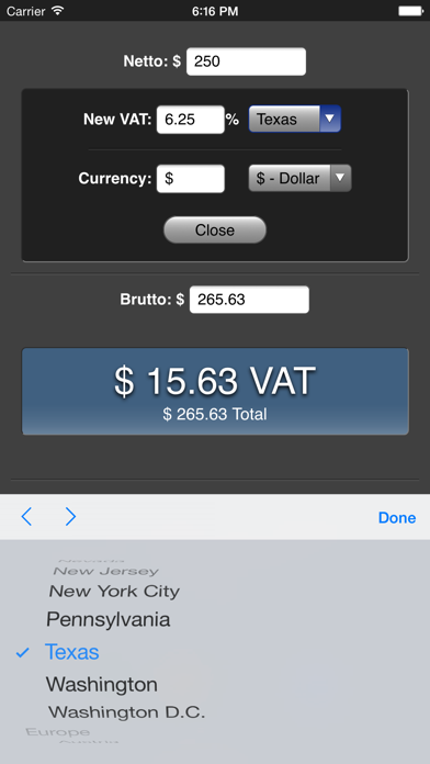 VAT Calculator Screenshot