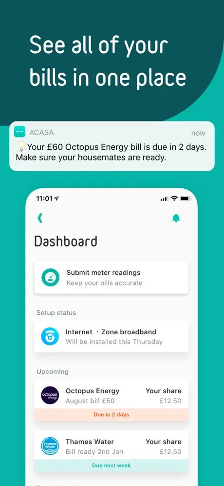 acasa - set-up & split bills