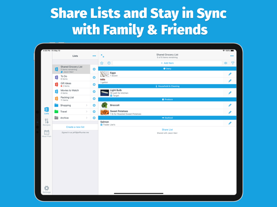 AnyList: Grocery Shopping List iPad app afbeelding 1