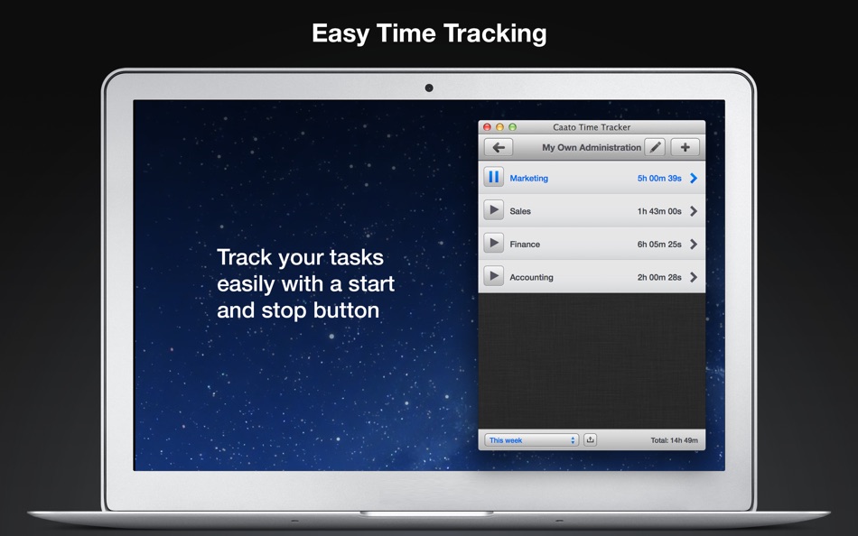 #2. Caato: Time Tracker & Work Log (macOS) Podle: CS Software Consultancy Ltd