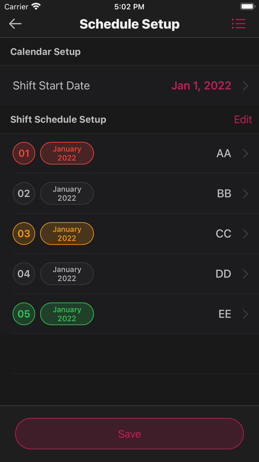 #7. Shift Calendar App (iOS) 由: Twinkle Makwana