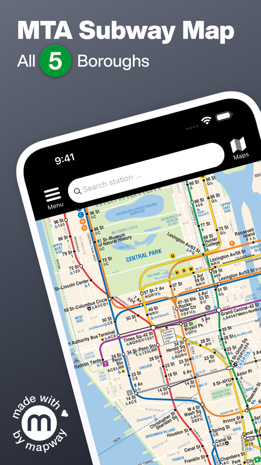 #1. New York Subway MTA Map NYC (iOS) 게시자: Mapway Limited