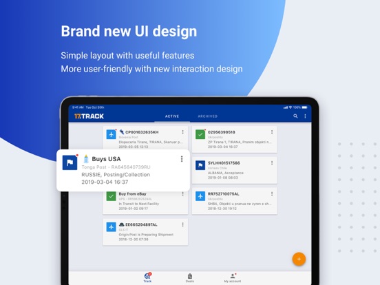 17TRACK Package Tracker iPad app afbeelding 1