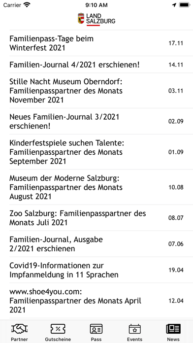 Salzburger Familienpass Screenshot