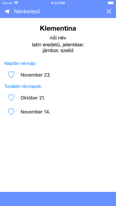 Névnaptár Screenshot