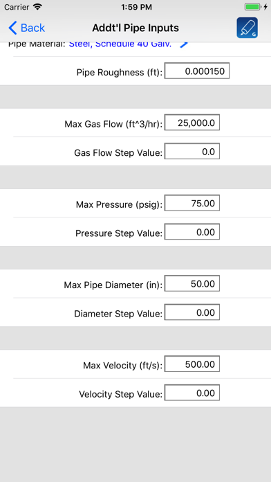 HVAC Pipe Sizer - Gas High Screenshot