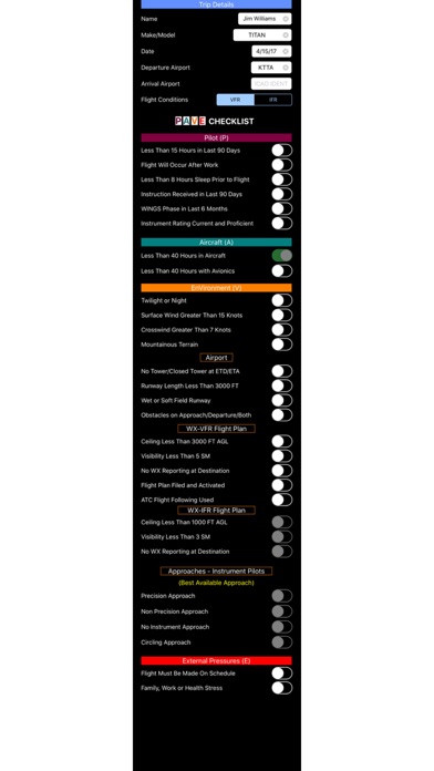 Flight Risk Assessment Tool Screenshot