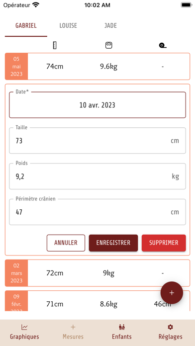 Suivi Croissance Screenshot