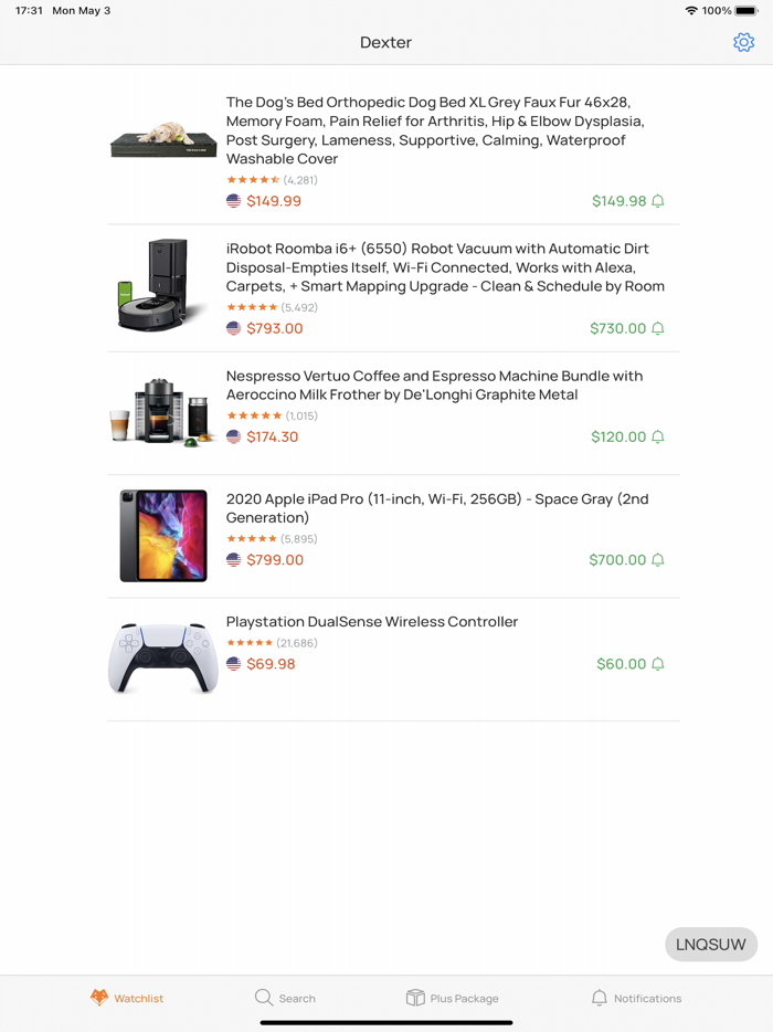 Dexter Price Alert for Amazon