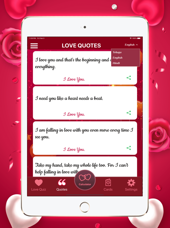Love Quiz Cards Quotes