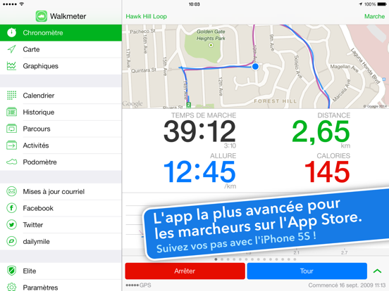 Screenshot #4 pour Walkmeter Marche, Courir, Vélo