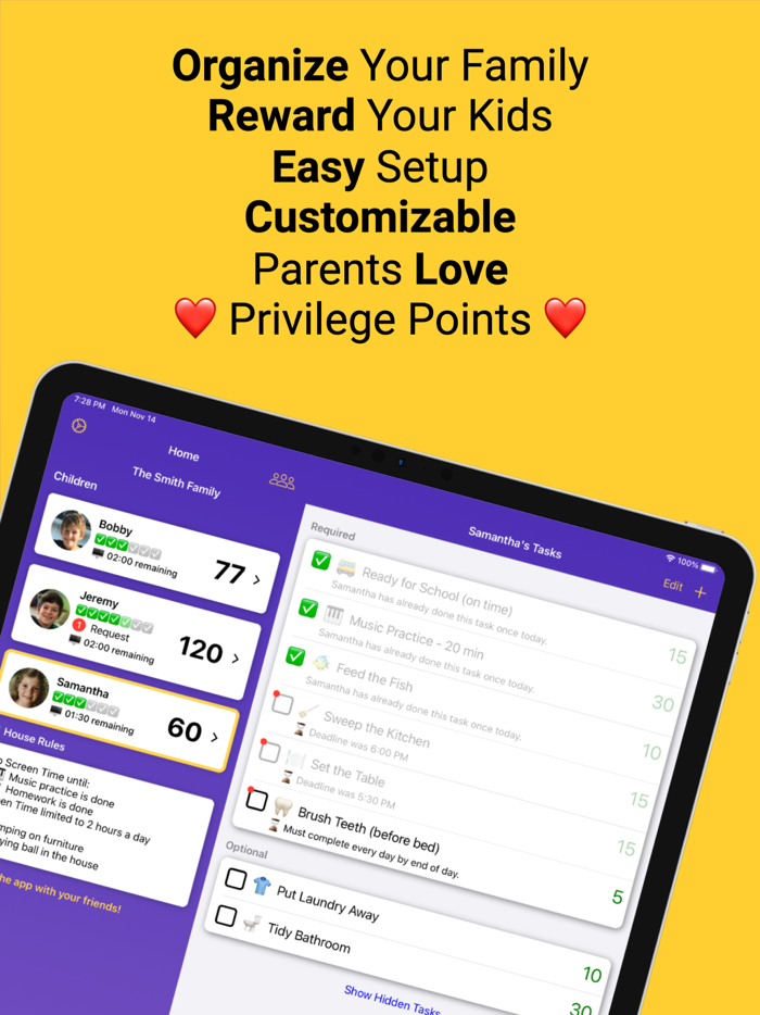 Privilege Points Chore Tracker