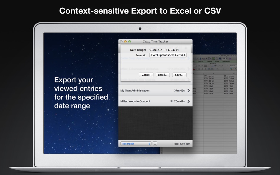 #4. Caato: Time Tracker & Work Log (macOS) Podle: CS Software Consultancy Ltd