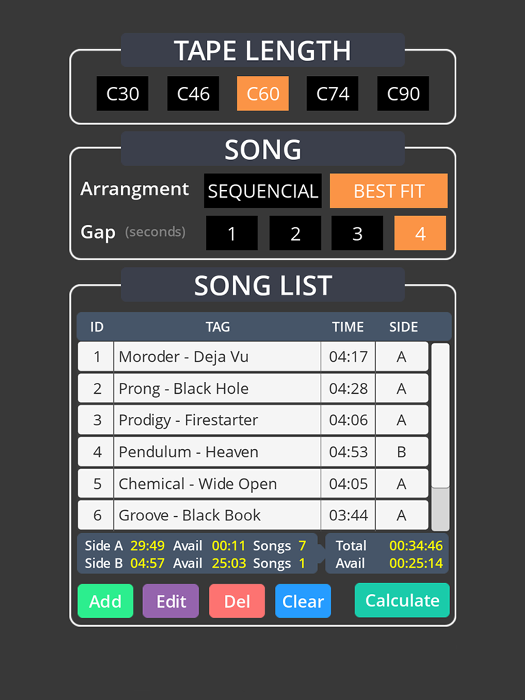 MixTape Calculator