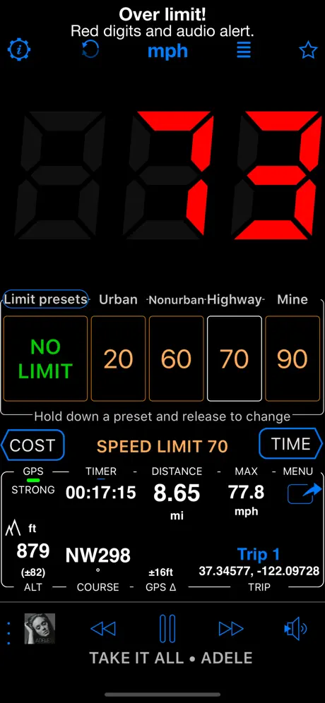 Speedometer 55 Start. GPS Box.