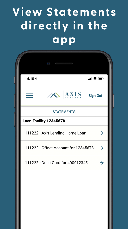 #4. Axis Lending Mobile Access (iOS) By: Origin Mortgage Management Services Pty Ltd