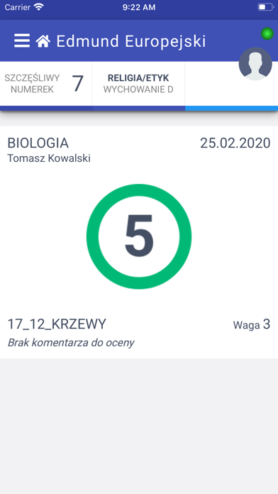 Prymus wyniki ucznia Screenshot
