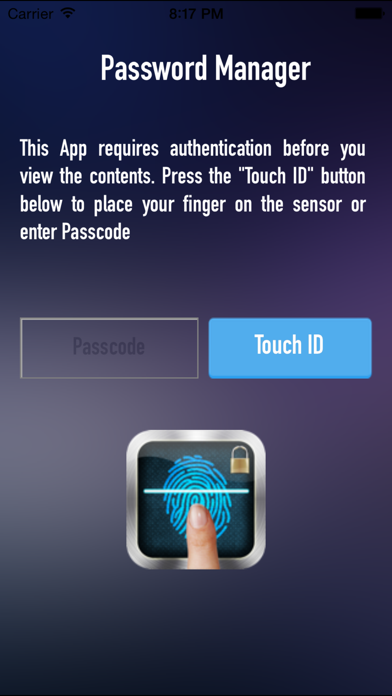 Finger Vault Password Manager Screenshot