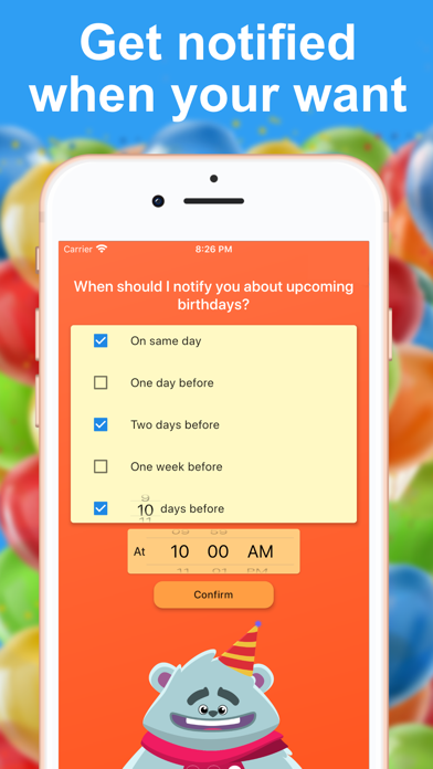 Birthday calendar and reminder Screenshot