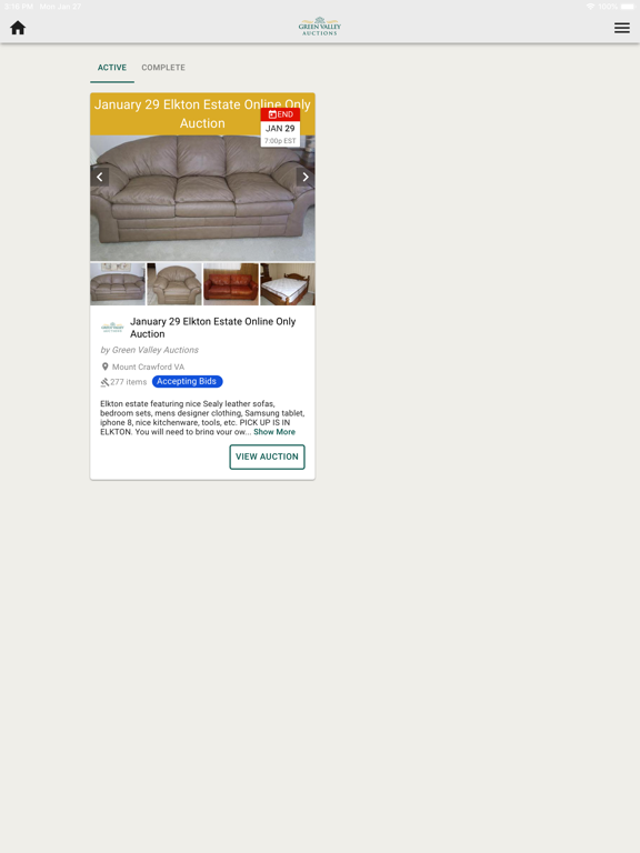 Green Valley Auctions & Moving iPad screenshot 3 - Business app