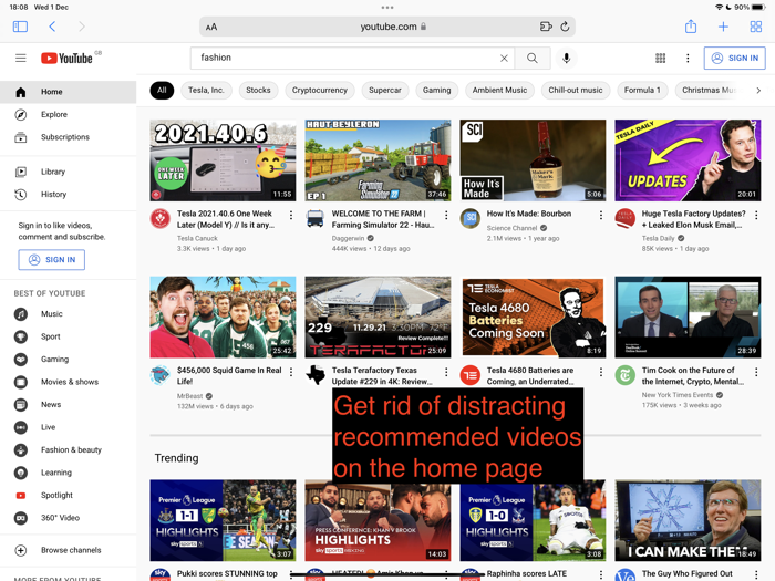 No Distractions for YouTube