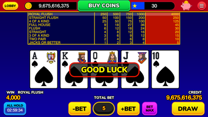 MyVegas Video Poker Screenshot