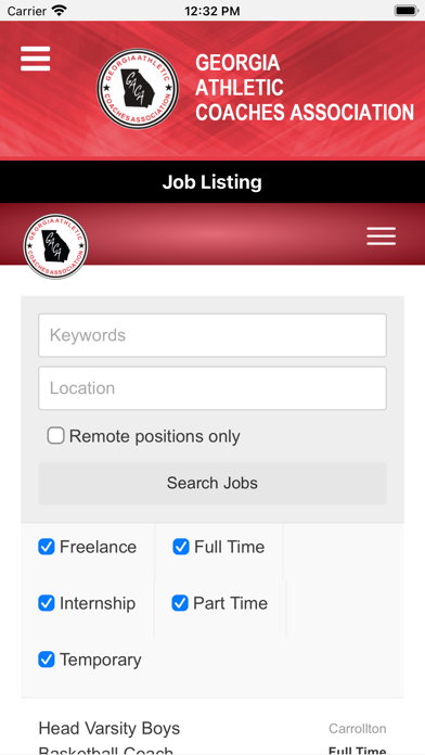 Georgia Athletic Coaches Assoc Screenshot