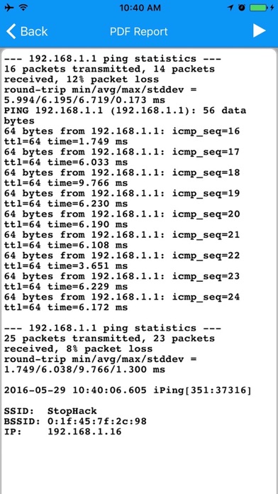 iPing - Packet Generator Screenshot