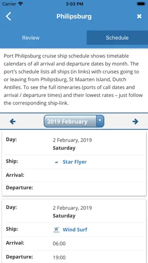 Captura de pantalla de CruiseMapper en iPhone 8