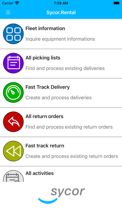 Sycor.Rental Mobile App Screenshot