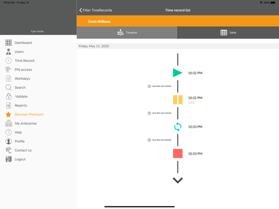 Bixpe Worktime Tracking iPad screenshot 4 - Productivity app