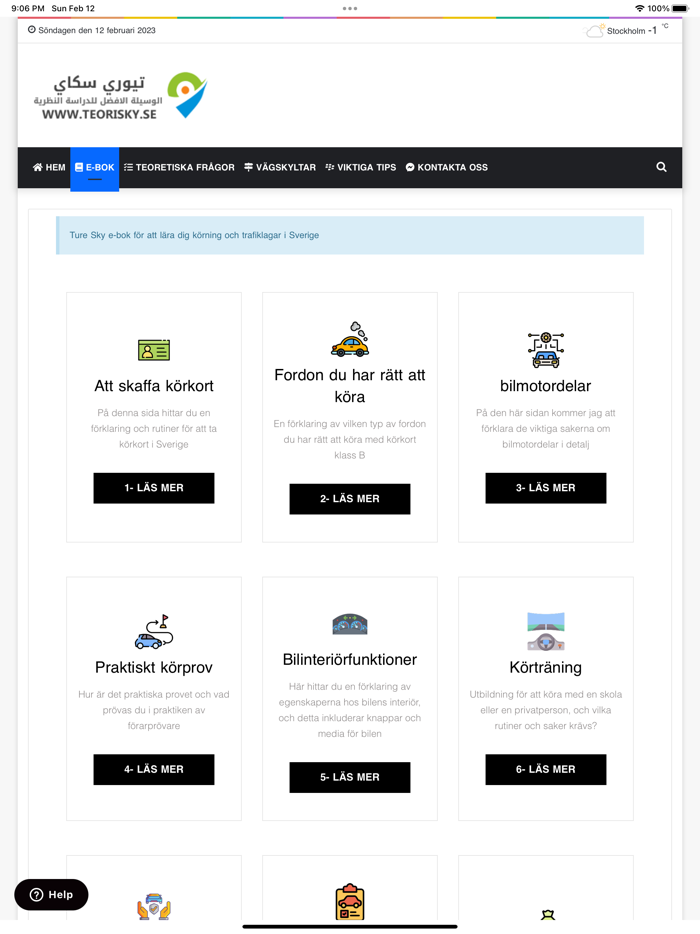 Teori B körkort - Svenska