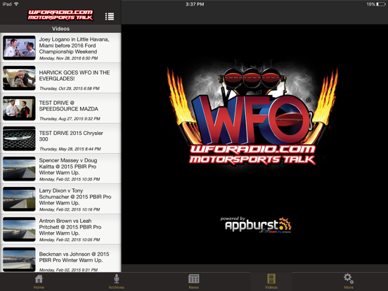 WFO Radio NHRA NASCAR Podcast iPad screenshot 3 - Sports app