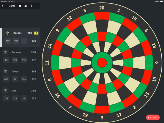 DARTS Scorebord 2024 iPad app afbeelding 1