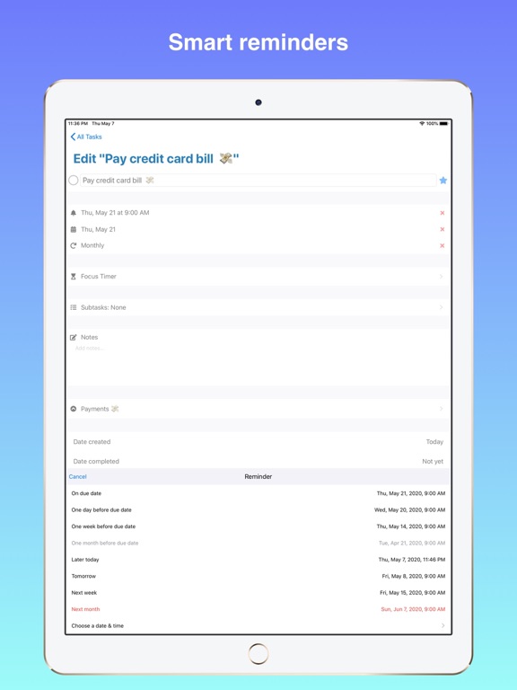 Masterlist: Focus & Tasks iPad screenshot 6 - Productivity app