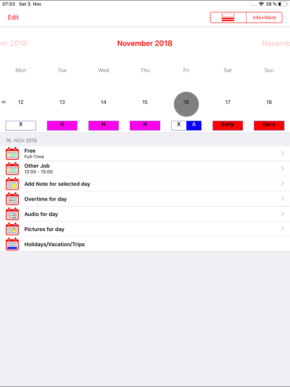 Roster-Calendar iPad screenshot 5 - Productivity app