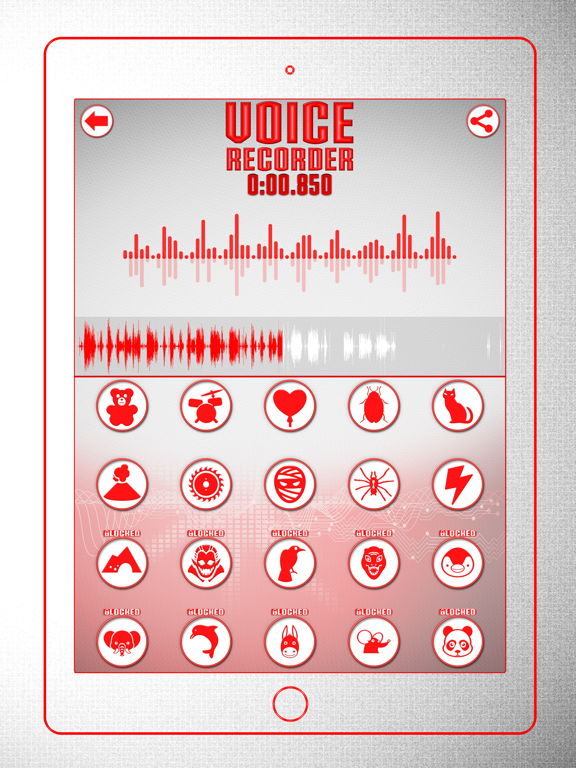 Geluidsrecorder Stemvervormer iPad app afbeelding 6