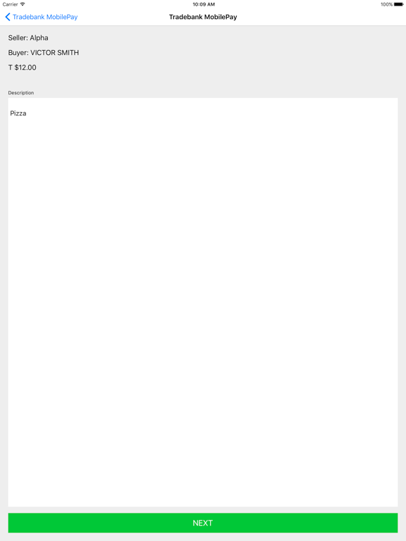 Tradebank MobilePAY iPad screenshot