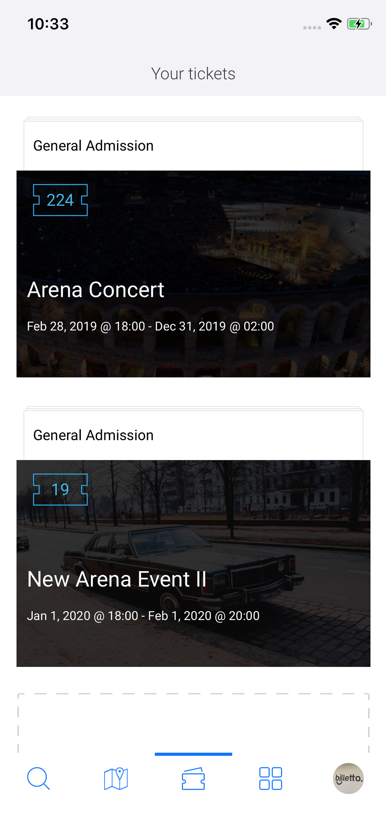 Billetto - events calendar