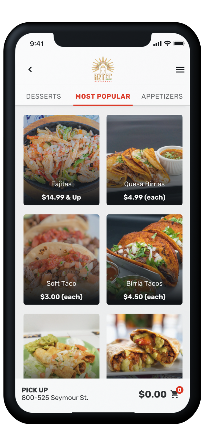 Aztec Restaurant App