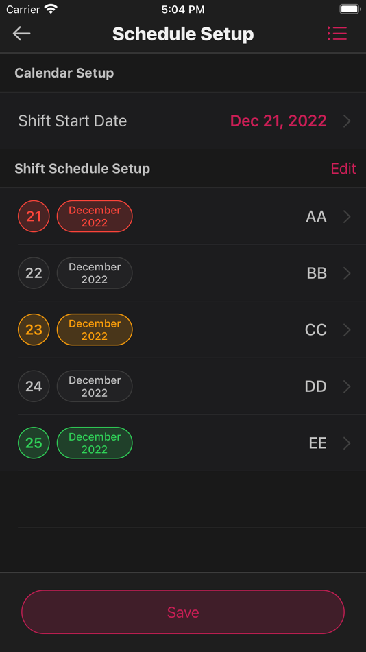 #10. Shift Calendar App (iOS) 由: Twinkle Makwana