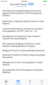 Thrombosis Guidelines screenshot