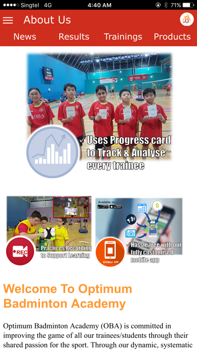 OBA Badminton App (New) Screenshot