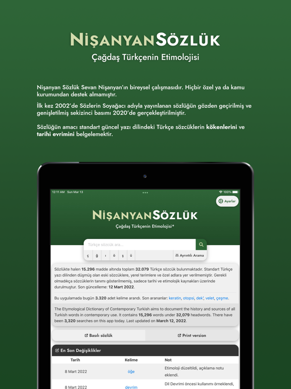 Nişanyan Sözlük iPad screenshot 1 - Reference app