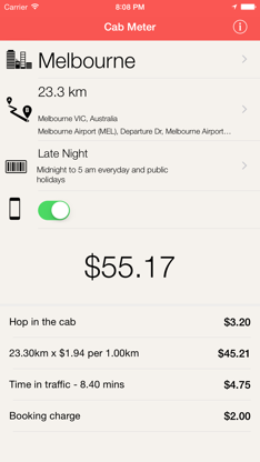 Taxi Meter Australia Cab Fares screenshot 1