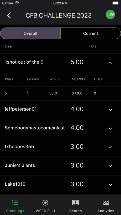 CFB Challenge Screenshot