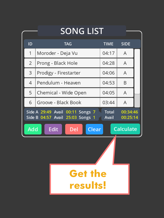 MixTape Calculator iPad screenshot 5 - Music app